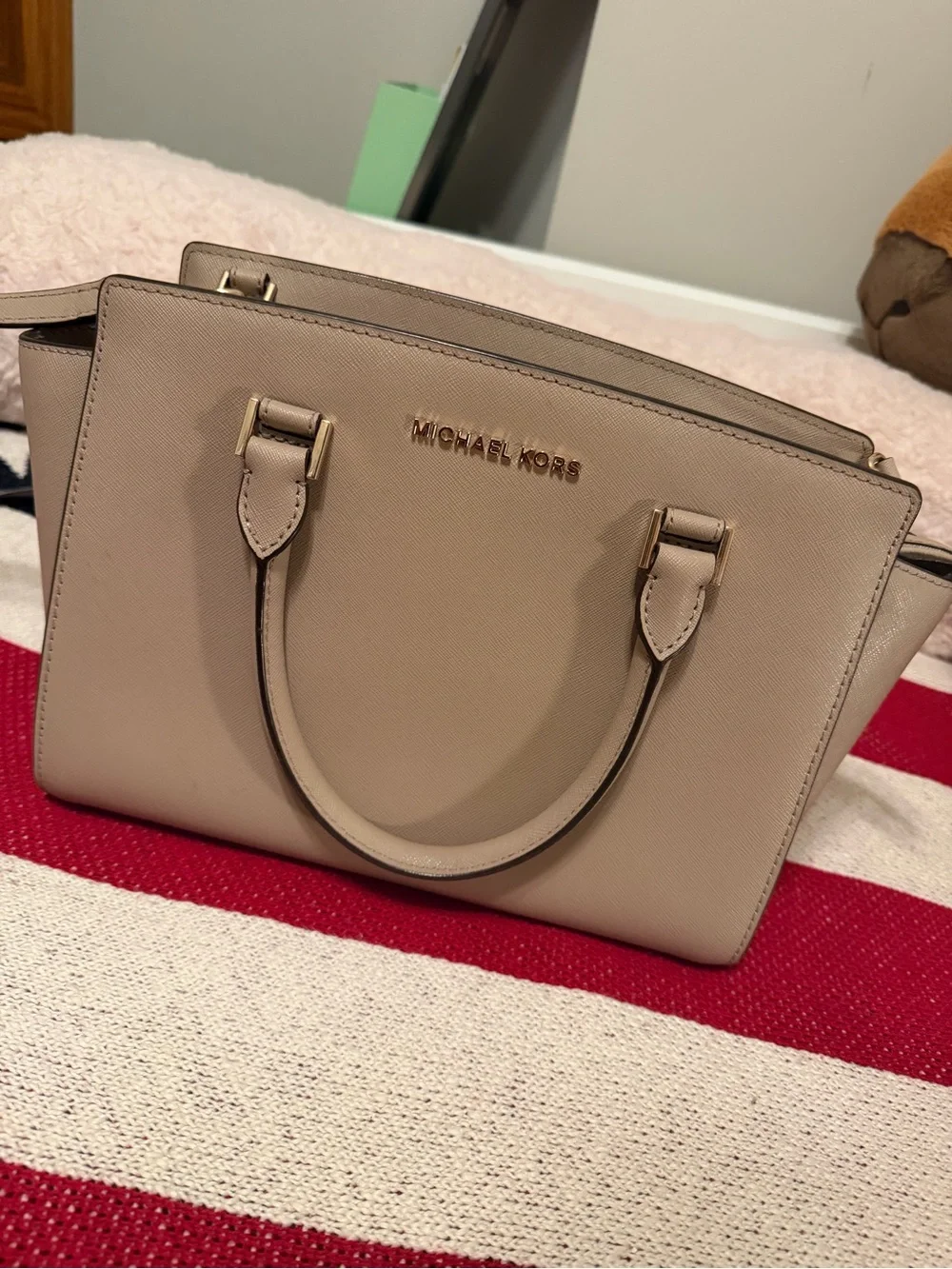 Michael Kors Blush Taupe Saffiano Leather Satchel